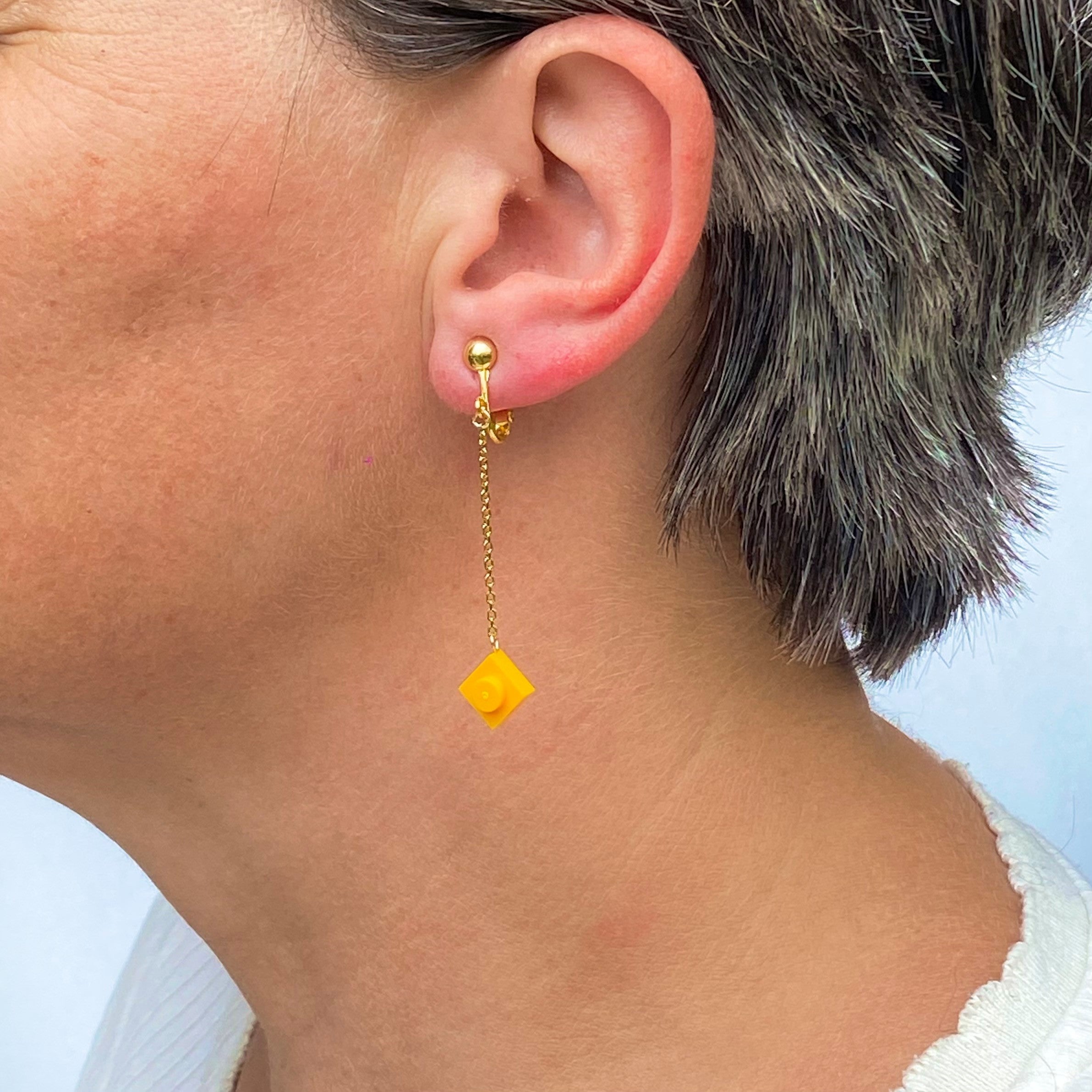 Boucles D'oreilles Noeuds Tissus - Perles En Papier - Perles Magiques  Jaunes Moutardes Ocres Bronzes