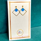 Boucles d'oreilles pendantes colorées avec un Lego bleu saphir translucide