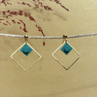 Boucles d'oreilles pendantes colorées avec un Lego bleu sarah lavoine
